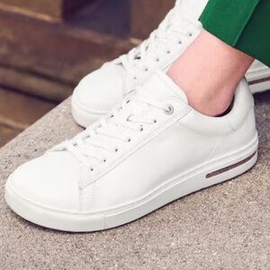 Birkenstock White Leather Lace-Up Shoes